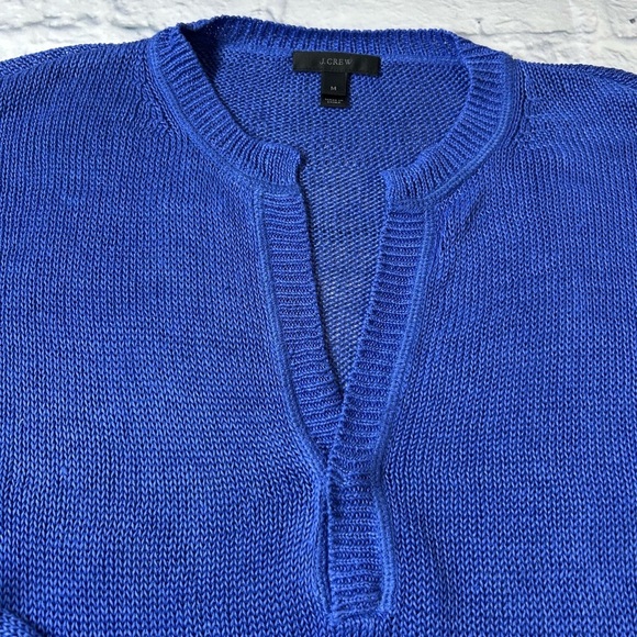 Vintage J. Crew Black Label 100% Linen Blue V-Neck Sweater. Classic Knit Design - Picture 2 of 6